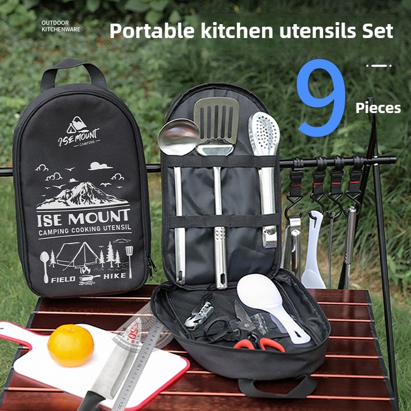 Camping Cooking Set For 4 - ISE MOUNT Camping Kitchen Cookware Set