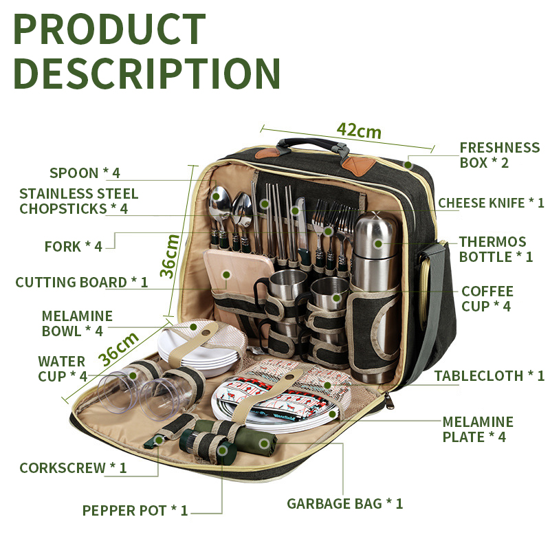 Portable Luxury Camping Picnic - Camping Cooking Set For 4 评论和价格