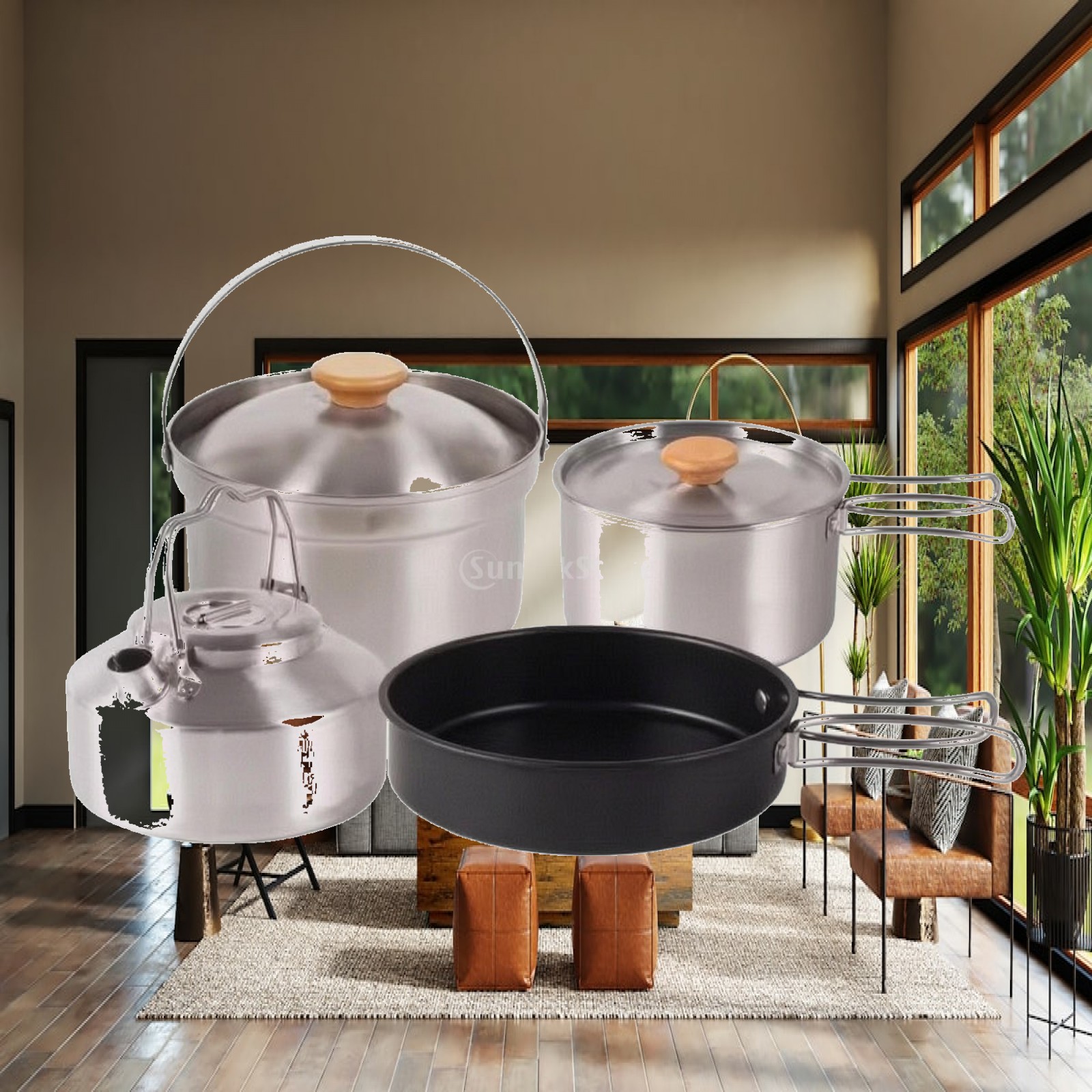 4 Pieces Stainless Steel Camp  - Camping Cooking Set For 4 评论和价格