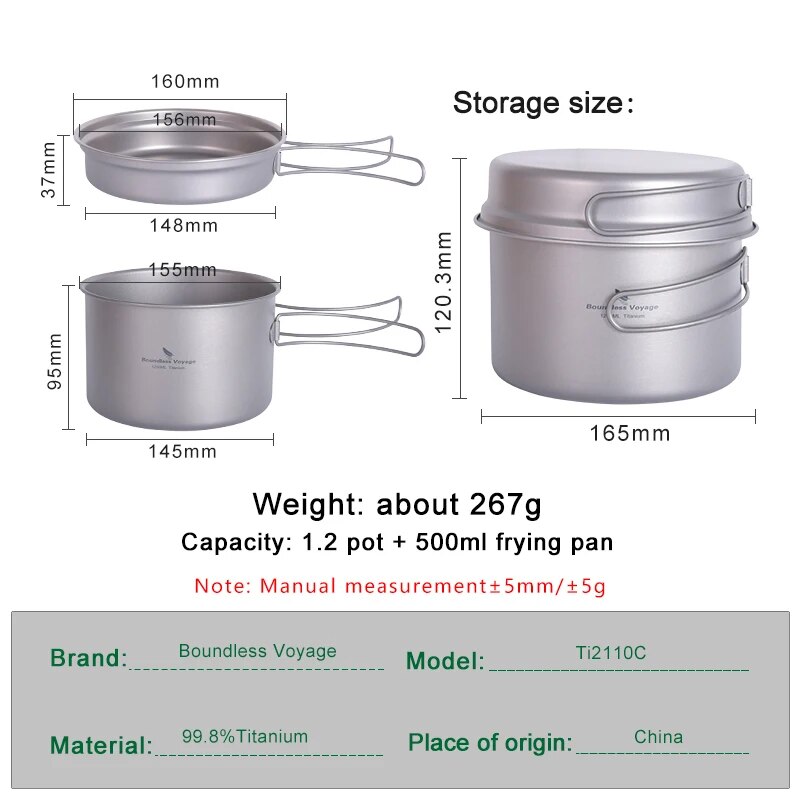 Boundless Voyage Titanium Pot  - Camping Cooking Set For 4 评论和价格