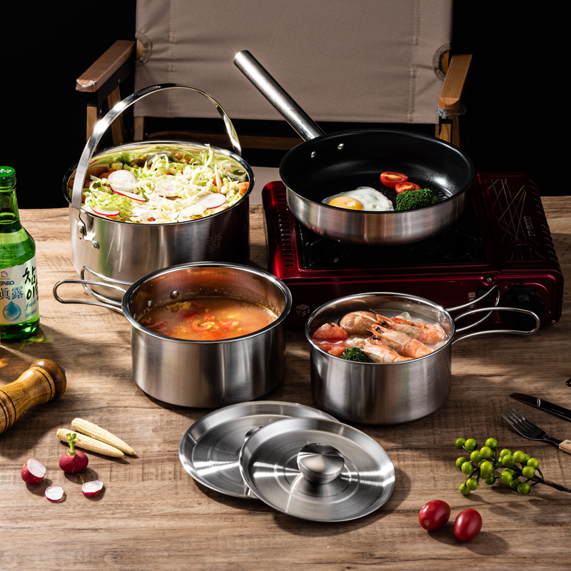 Portable Camping Picnic Cookwa - Camping Cooking Set For 4 评论和价格