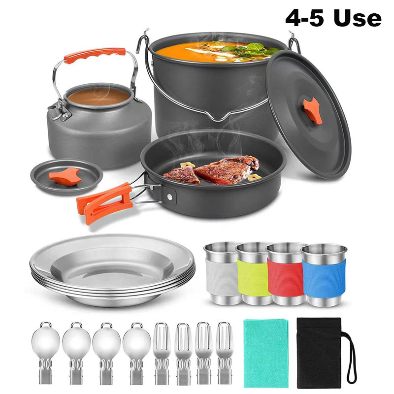 Aluminum Outdoor Camping Cookw - Camping Cooking Set For 4 评论和价格
