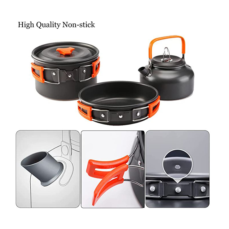 Aluminum Outdoor Camping Cookw - Camping Cooking Set For 4 评论和价格
