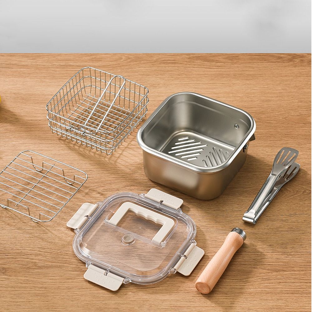 Portable Stainless Steel Fryin - Camping Cooking Set Large 评论和价格