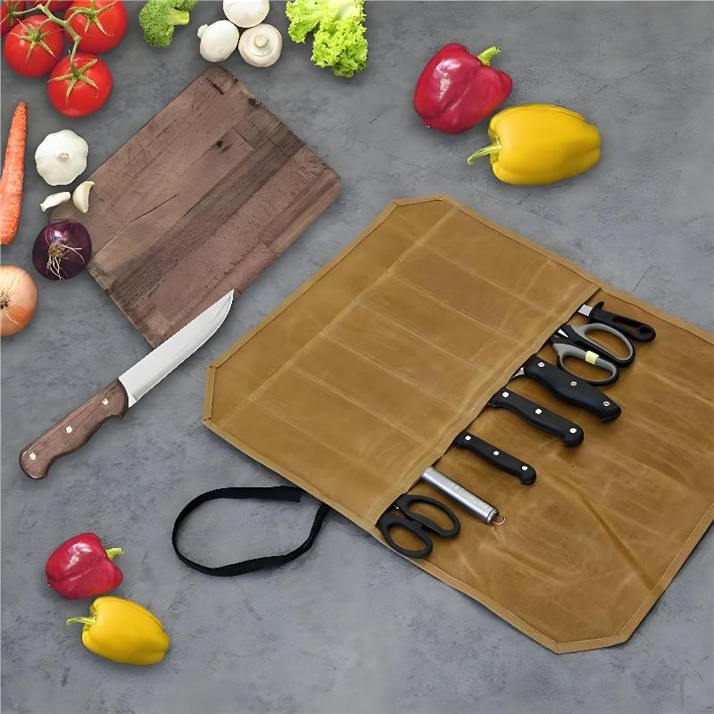 Waxed Canvas Chef Knife Roll M - Camping Cooking Organizer 评论和价格