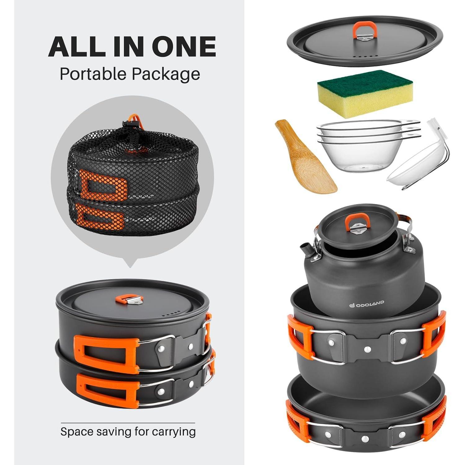 Odoland 10pcs Camping Cookware - Camping Cooking Set Large 评论和价格