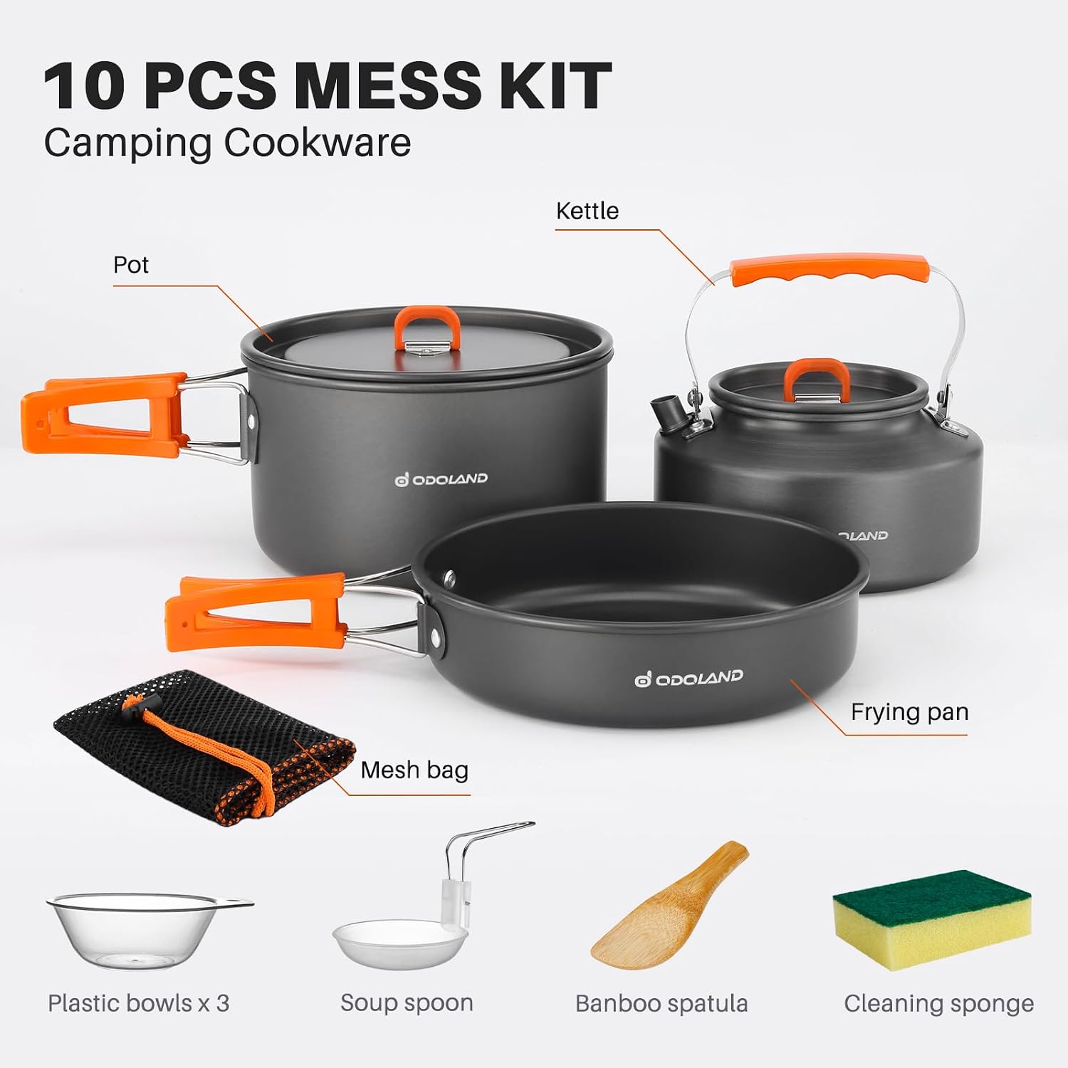 Odoland 10pcs Camping Cookware - Camping Cooking Set Large 评论和价格