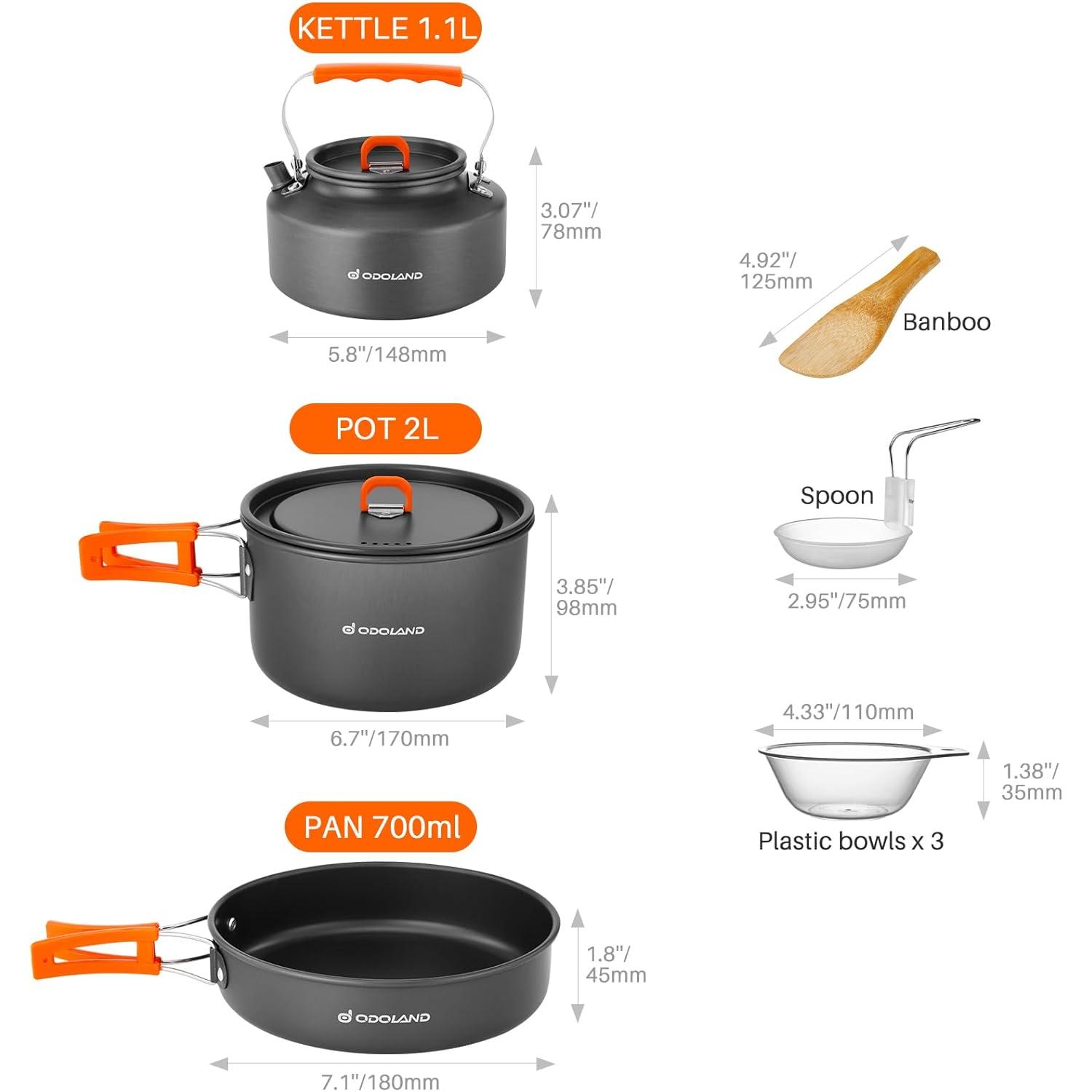 Odoland 10pcs Camping Cookware - Camping Cooking Set Large 评论和价格