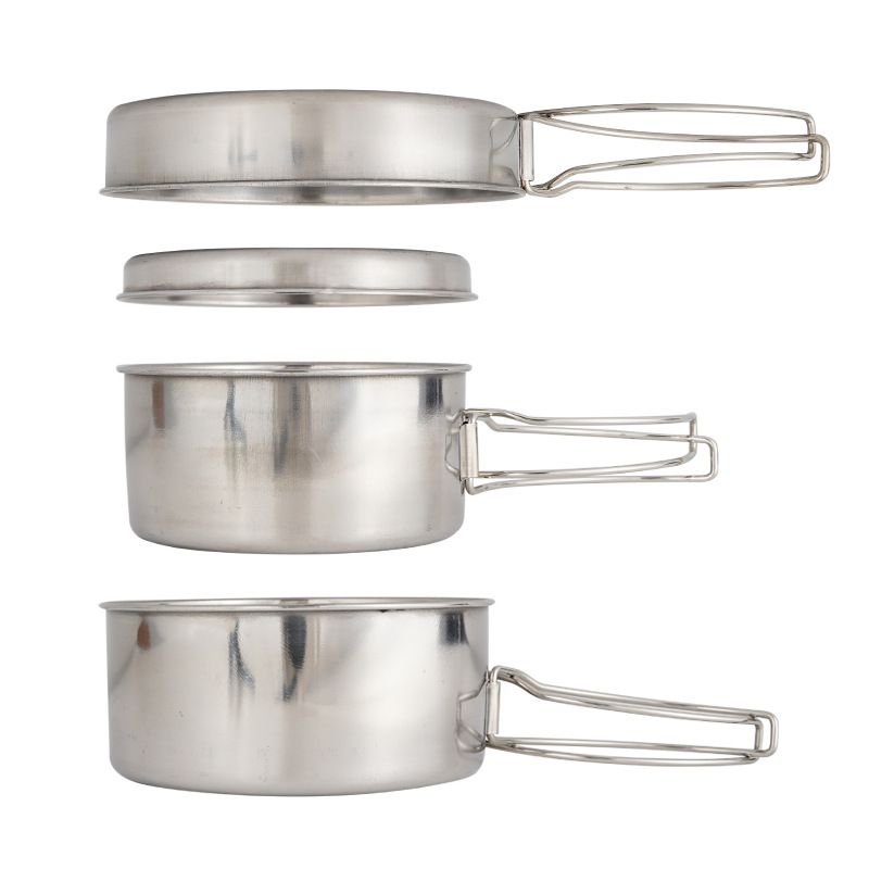 CLS 4-Piece Stainless Steel Ca - Camping Cooking Set For 4 评论和价格