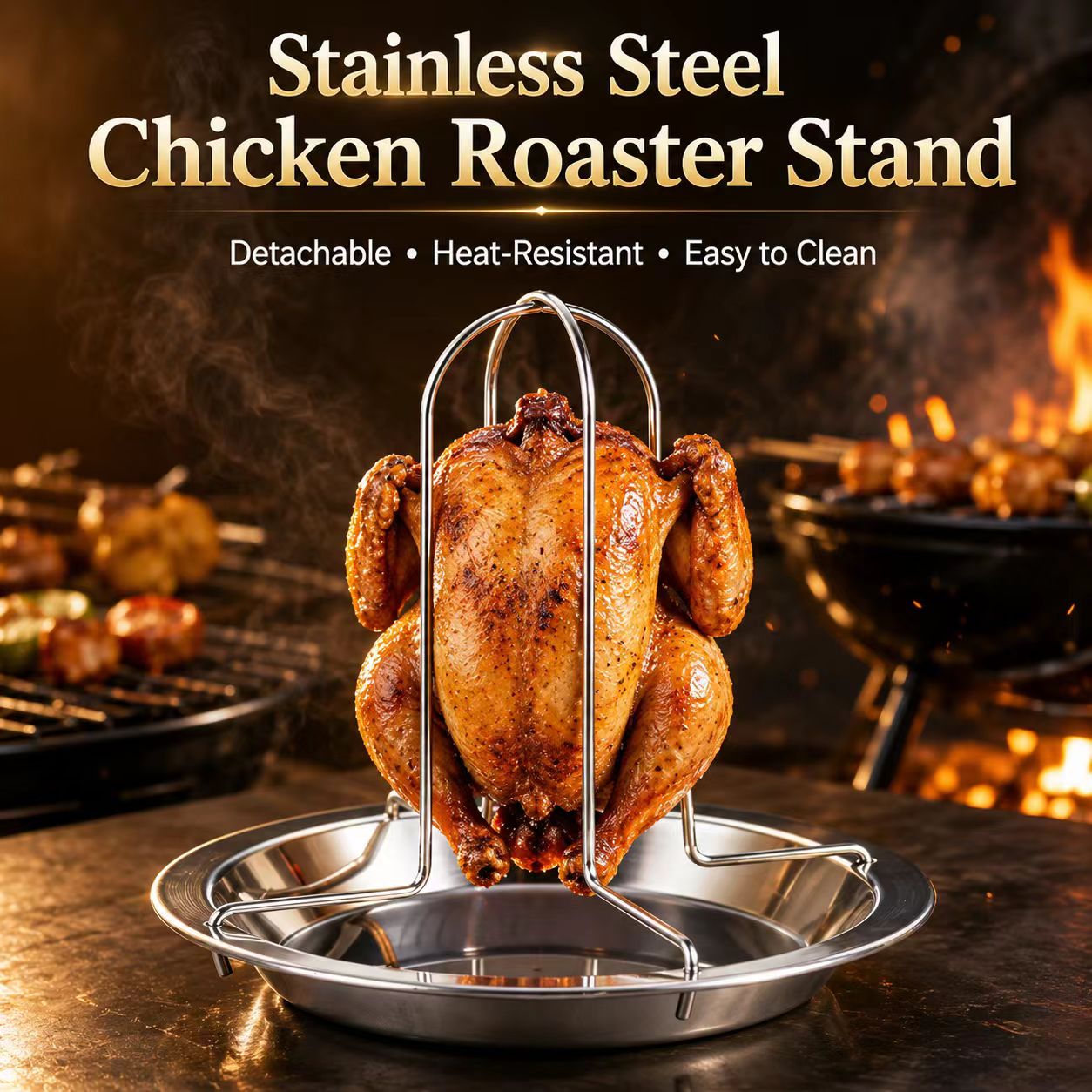 Portable Whole Chicken BBQ Gri - Camping Cooking Bbq 评论和价格
