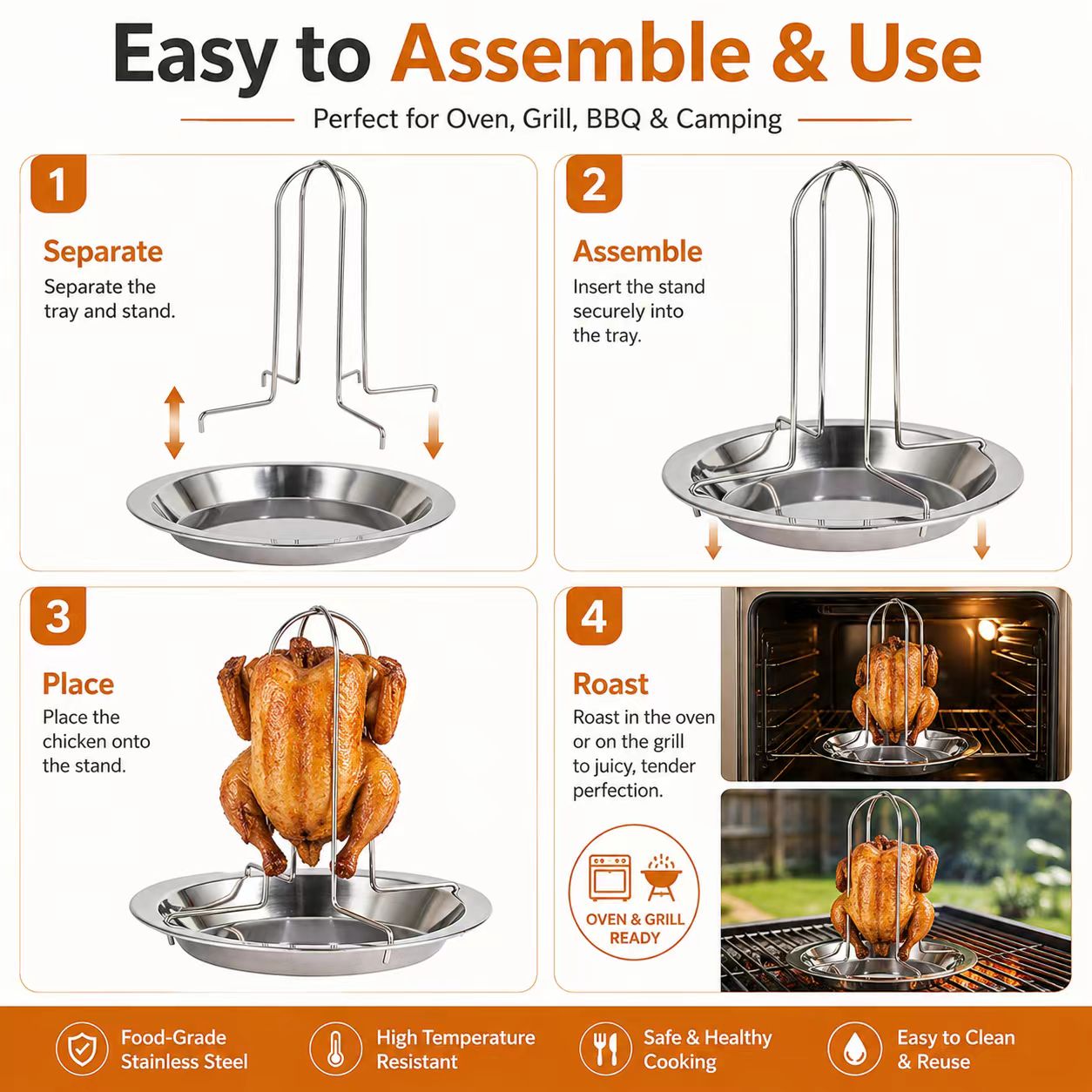 Portable Whole Chicken BBQ Gri - Camping Cooking Bbq 评论和价格