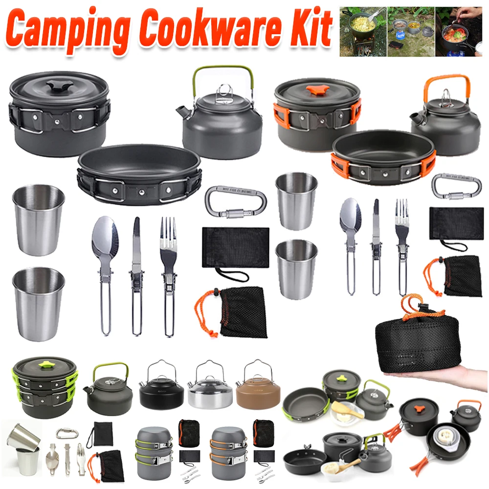 Camping Cookware Kit Kettle Po - Camping Cooking Set For 4 评论和价格