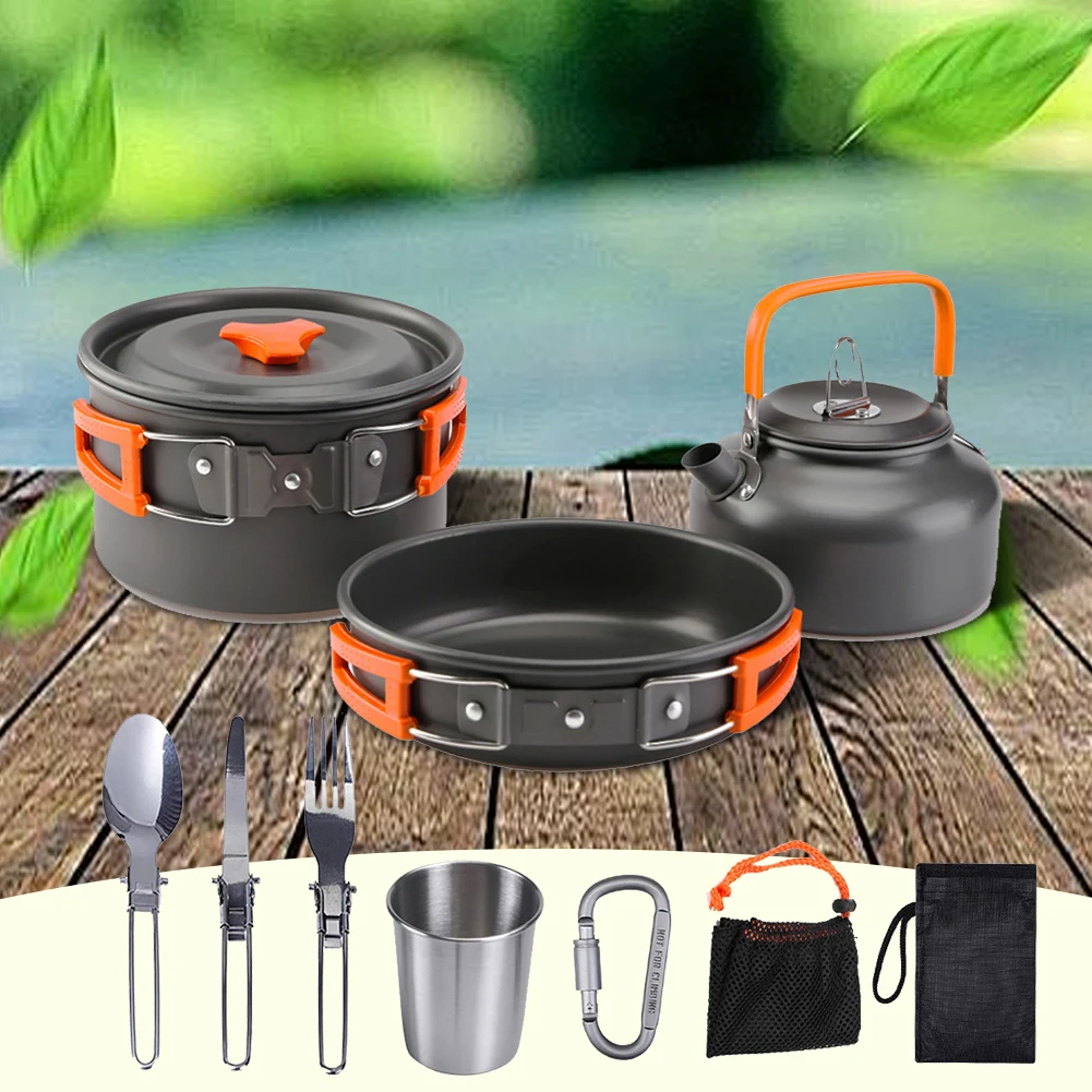 Camping Cookware Kit Kettle Po - Camping Cooking Set For 4 评论和价格