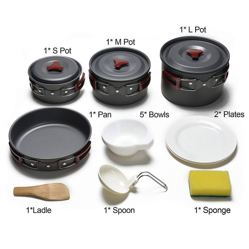 Outdoor Camping Cookware Kit N - Camping Cooking Set Large 评论和价格